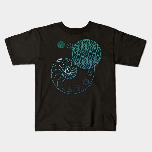 Sacred Geometry Spiral of Creation Kids T-Shirt by Bluepress